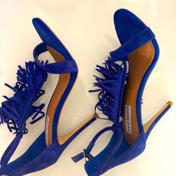 Steve Madden Shoes - Steve Madden, bright blue, open-toe heels.